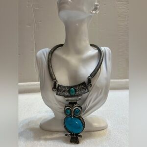 Beautiful necklace with turquoise owl pendant
